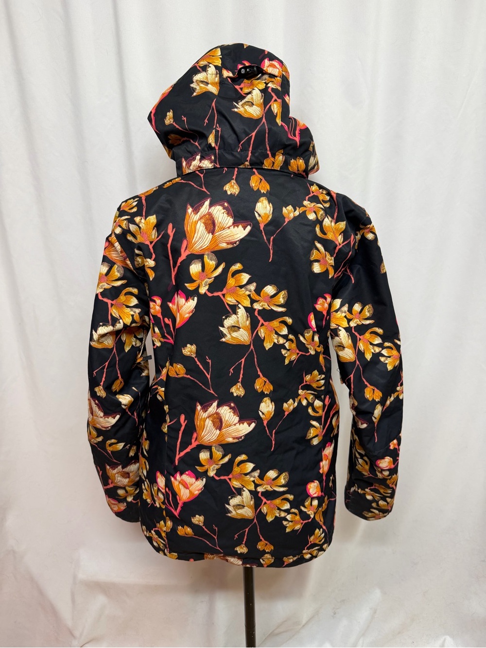 Roxy Womens L DryFlight 10K Floral Hooded Insulated Snow Ski Jacket Black - Picture 3 of 16